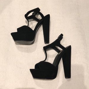 Steven Madden Black Velvet Platforms